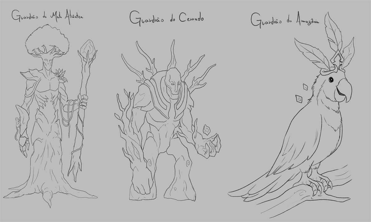 Prancha de concept dos guardiões dos biomas